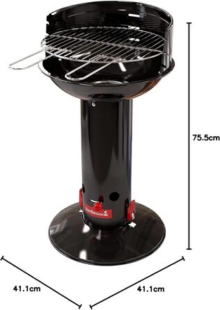 Вугільний гриль Barbecook Loewy 45 з вітрозахистом, для 6 осіб, чорний, 43x43x97 см (Ø 40 см)