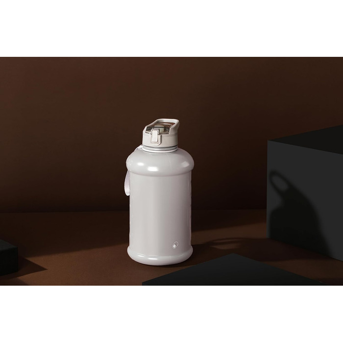 Пляшка для води H2O Capsule INSPO 2,5 л з мітками часу, соломинкою, ручкою та ремінцем, харчовий пластик, не протікає, мотиваційна, сіро-бежева