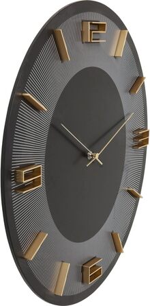 Настінний годинник Kare Design Leonardo, чорний/золотий, 49 см, алюмінієвий, сучасний, круглий, для вітальні, спальні, офісу