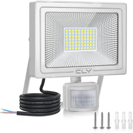 CLY LED прожектор 60Вт з датчиком руху, 5200Лм, 6500K, IP66, регульована яскравість, для вулиці, саду, гаража, двору