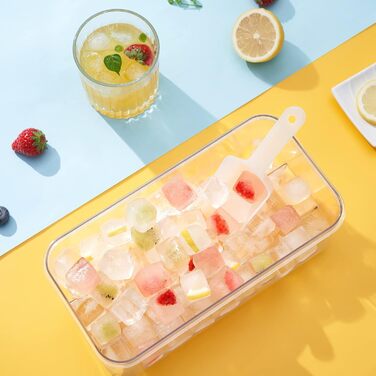 Форма для льоду з кришкою, 3 лотки по 96 кубиків, герметична, для коктейлів, віскі, кави, синя