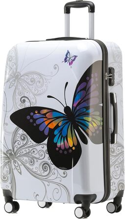 Дорожній набір валіз BEIBYE Butterfly 2060 з TSA-замком, 4 предмети, міцний жорсткий корпус, ручна поклажа та косметичка (L-66 см)