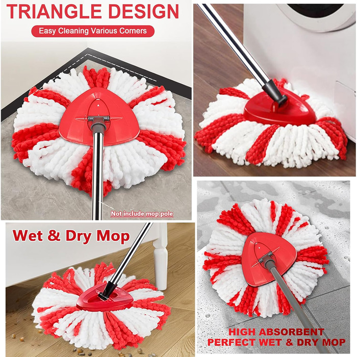 4 мікрофіброві насадки для швабри Vileda Turbo, сумісні з EasyWring Spin Mop, змінні головки для підлоги