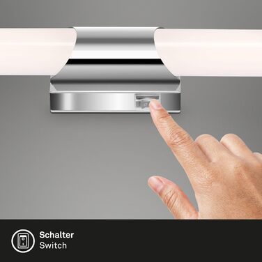 Світильник для ванної Briloner Leuchten LED, 11 Вт, 1300 Лм, IP44, 4000K, хром-білий, 470x65x68 мм
