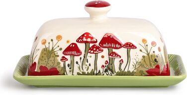 Грибна маслюка Fungi Fun з кришкою - керамічна, біла
