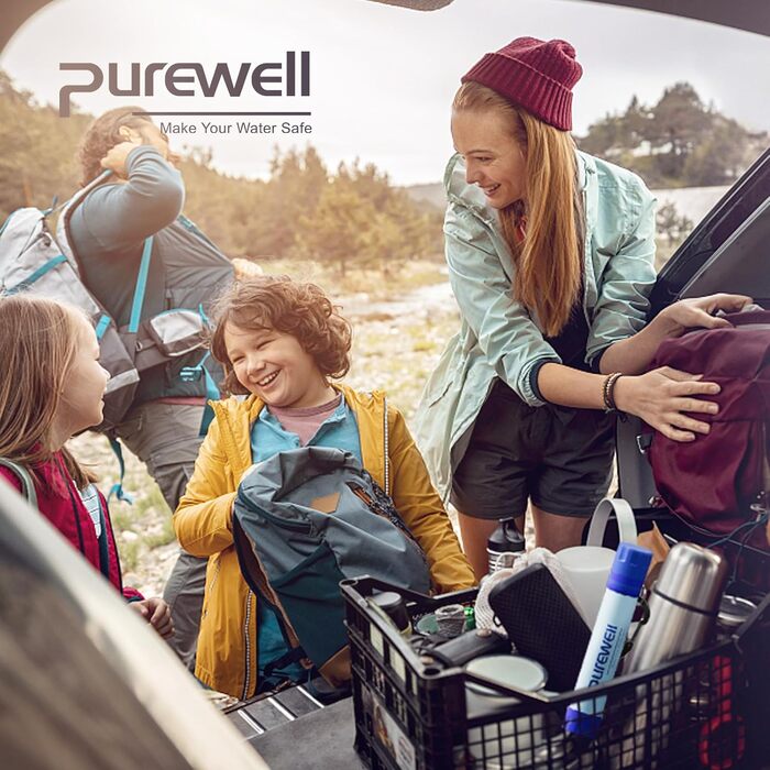 Портативний ультратонкий водяний фільтр Purewell 0,01 мкм для очищення води від 99,99% бактерій та важких металів, 1500 л, з карабіном для виживання та туризму