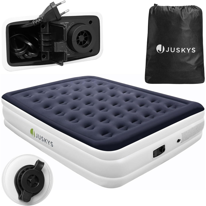 Самонадувний матрац Juskys 150x200 см для двох із вбудованим насосом, водонепроникний, для гостей і кемпінгу