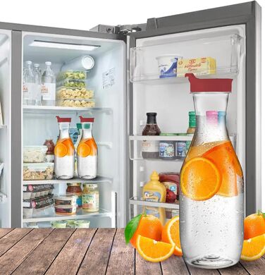 Пластикова глечик Party Bargains з червоною кришкою, прозорий, 12 шт, преміум-якість, міцний пластиковий графин для холодного чаю, напоїв, соків, бару