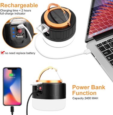 Набір із 2-х кемпінгових ламп Flintronic: сонячна LED-ліхтар-лампа з USB-зарядкою, пультом ДУ, 5 режимами яскравості та SOS, Powerbank, для кемпінгу, туризму, надзвичайних ситуацій