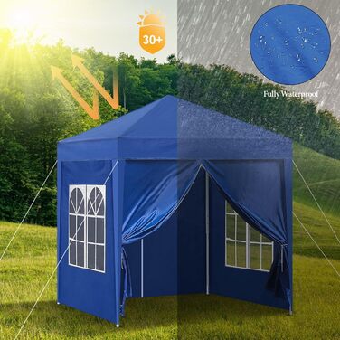 CLIPOP Павільйон 3x3 м складаний з 4 стінками, садовий тент з UV-захистом і сумкою для перенесення, для весілля, відпочинку, кемпінгу, пляжу