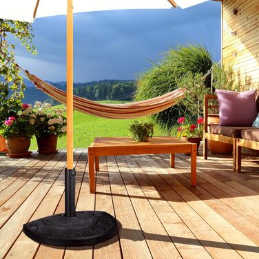 Підставка для парасолі Relaxdays, напівкругла, 34-50 мм, чорна, квітковий дизайн, для саду та балкона, стійка до погодних умов
