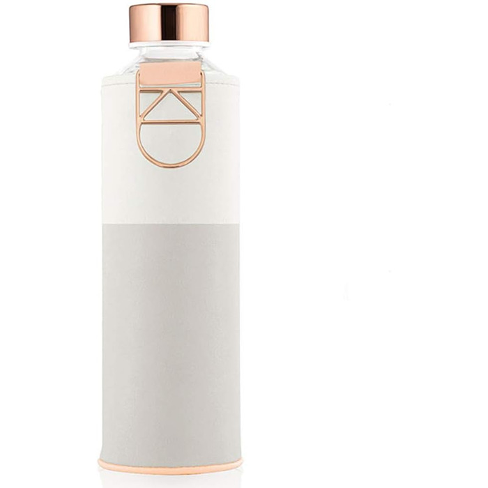 Велика пляшка для води EQUA 750 мл з боросилікатного скла, BPA-free, з чохлом із екошкіри, герметична (Sage)
