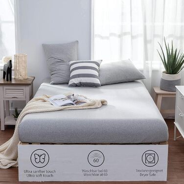 Простирадло на резинці Bedskin Premium для бокс-спрінг та водяних ліжок, 200x200-220 см, до 40 см, трикотажне, 100% бавовна, біле