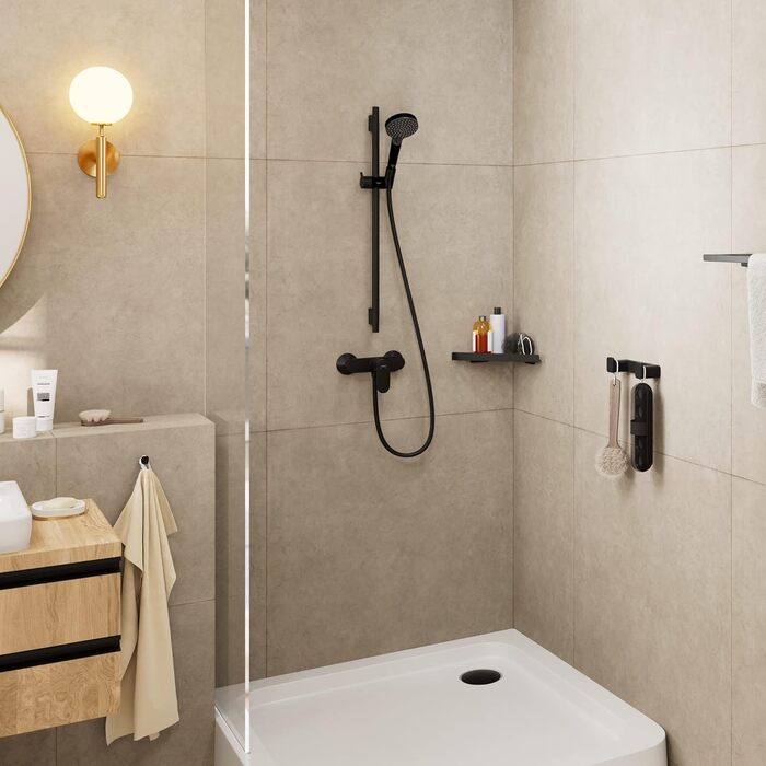 Душовий набір hansgrohe Vernis Blend, ручна лійка з 2 режимами, водозберігаюча, шланг та стійка 65 см, хром/матовий чорний