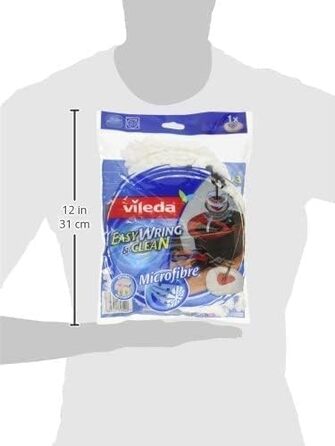 Насадка для швабри Vileda Turbo Easy Wring & Clean Classic, змінна, 3 шт, для всіх твердих підлог, видаляє понад 99% бактерій лише водою
