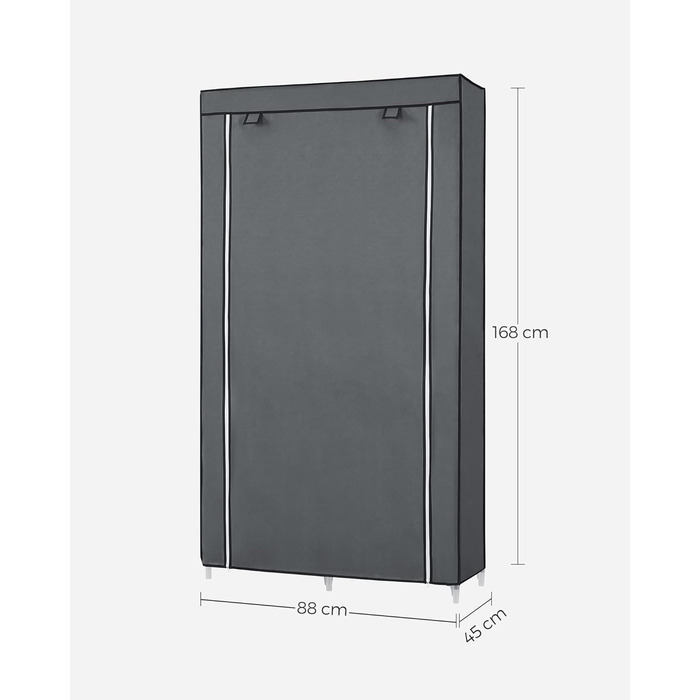 Тканинна шафа SONGMICS з 6 полицями, модульна, 88x45x168 см, сіра, для спальні та гардеробної