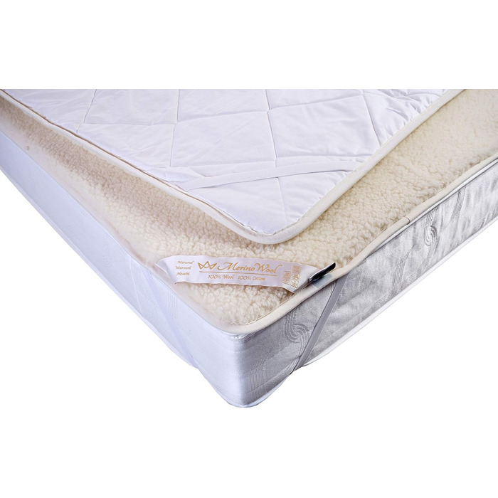 Наматрацник з овечої вовни Merino Wende, 100% меринос, WOOLMARK, 90x200 см