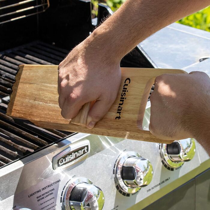 Щітка для чищення гриля Cuisinart CCB-100 з трьома рядами щетини, дерев'яний скребок, аксесуар для BBQ