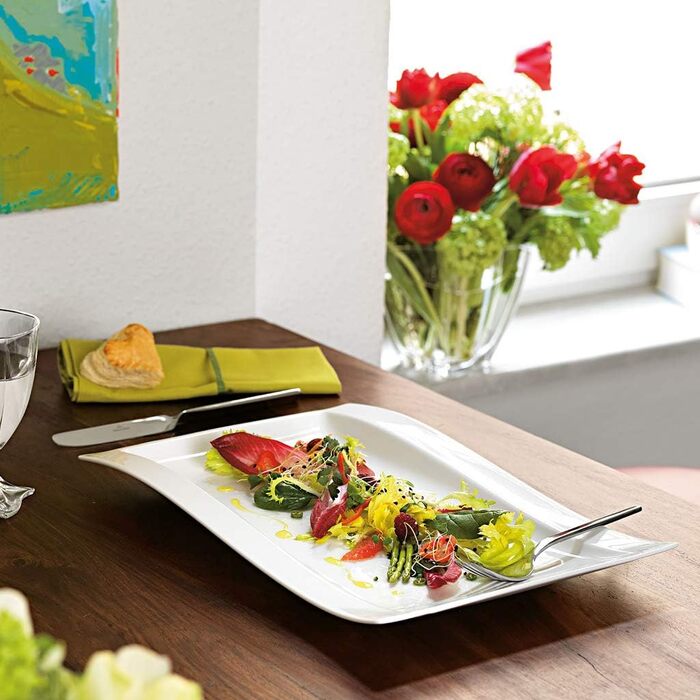 Тарілка Villeroy & Boch New Wave, прямокутна, порцелянова, біла, 37x25 см, набір 4 шт.