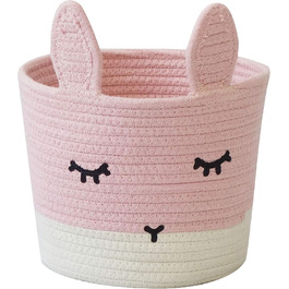 Милий маленький кошик з бавовняного шнура T&T Homewares для зберігання, прання, дитячої кімнати, іграшок, кота, собаки, рослин, рожевий заєць