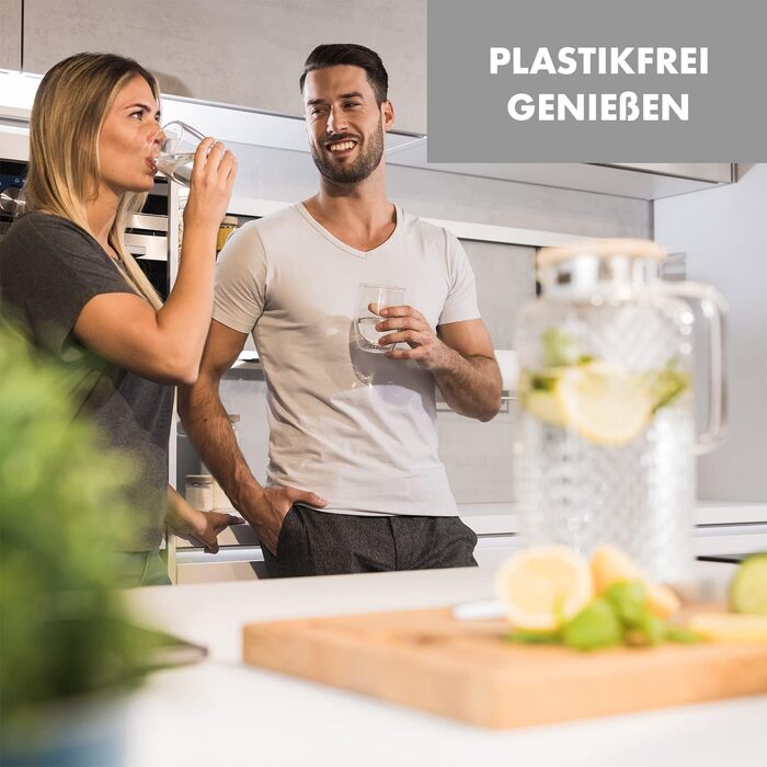 Скляна карафа GLASWERK з кришкою і ситечком, 1,5 л – водяний глечик з боросилікатного скла для води, напоїв, чаю