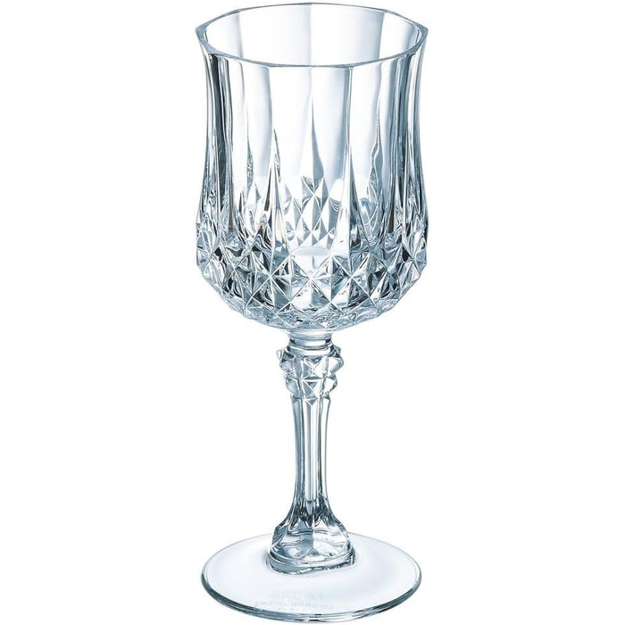 Набір келихів для вина Cristal d'Arques Paris Longchamp 25cl, 6 шт, прозорі, Kwarx, підвищена міцність, блиск та прозорість