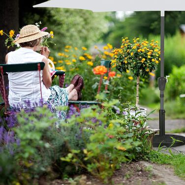 Підставка для парасолі Relaxdays, напівкругла, 34-50 мм, чорна, квітковий дизайн, для саду та балкона, стійка до погодних умов