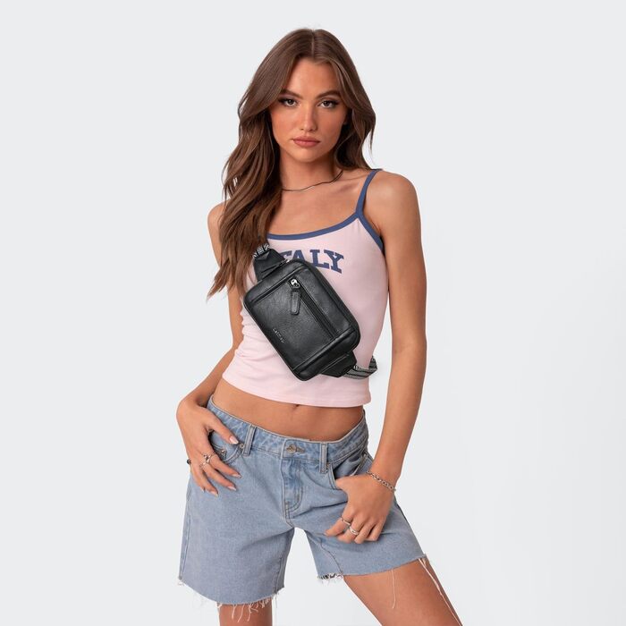 Жіноча бананка 3L Crossbody з екошкіри, водостійка та проти крадіжок, чорна поясна сумка для спорту та міста