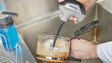 Dremel Versa PC10 багатоцільовий бездротовий очищувач-скрабер, набір з 9 чистячих насадок, щітка з ворсом і захистом від бризок для швидкого та легкого прибирання
