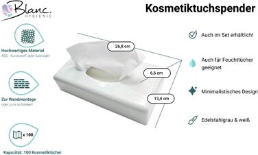Диспенсер для косметичних та вологих серветок Blanc HYGIENIC Futura, настінний, пластиковий, 100 аркушів, білий