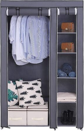 Тканинна шафа SONGMICS XL, складана, для одягу, з поперечиною, 110x175x45 см, сіра