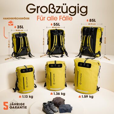 Водонепроникний рюкзак Earth Pak 35/55 л з герметичним Rolltop-закриттям, кишенею на блискавці та чохлом для телефону IPX8