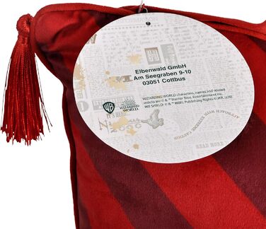 Подушка Elbenwald Harry Potter з китицями у стилі Ґрифіндор, з вишитою емблемою, червоно-жовта, 48x48 см