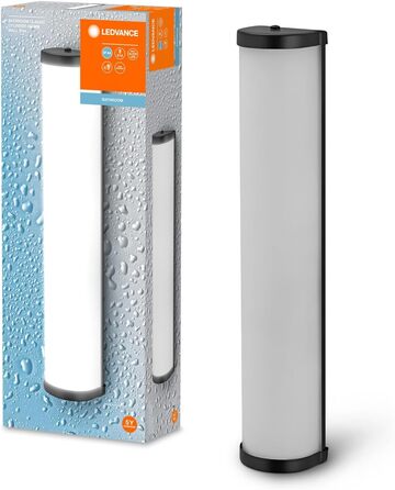 Світильник для ванної LEDVANCE CLASSIC CYLINDER, циліндрична бра, хром, E14, сумісна зі смарт-лампою, IP44, 455 мм, чорний, якісна збірка