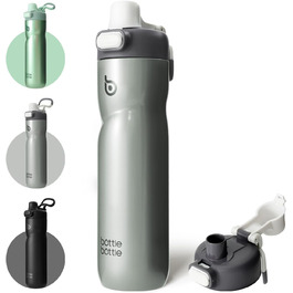 Термос пляшка BOTTLE BOTTLE 680 мл із ручкою та кришкою, спортивна велосипедна фляга, герметична, для подорожей і спорту, зелена (сіра)