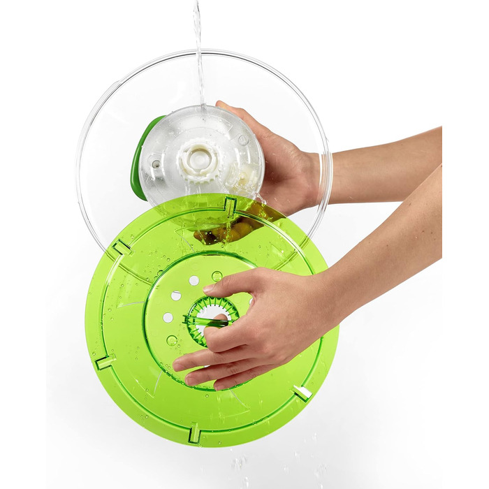 Сушарка для салату Zyliss Easy Spin 2, 6 л, пластикова, зелена, з чашею, технологія Aquavent