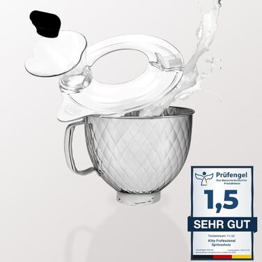 Захисний кожух Profi-Spritzschutz Kitty 'Zuhälter' для KitchenAid 4,3-4,8 л, сумісний з металевими, скляними, керамічними та дерев'яними чашами
