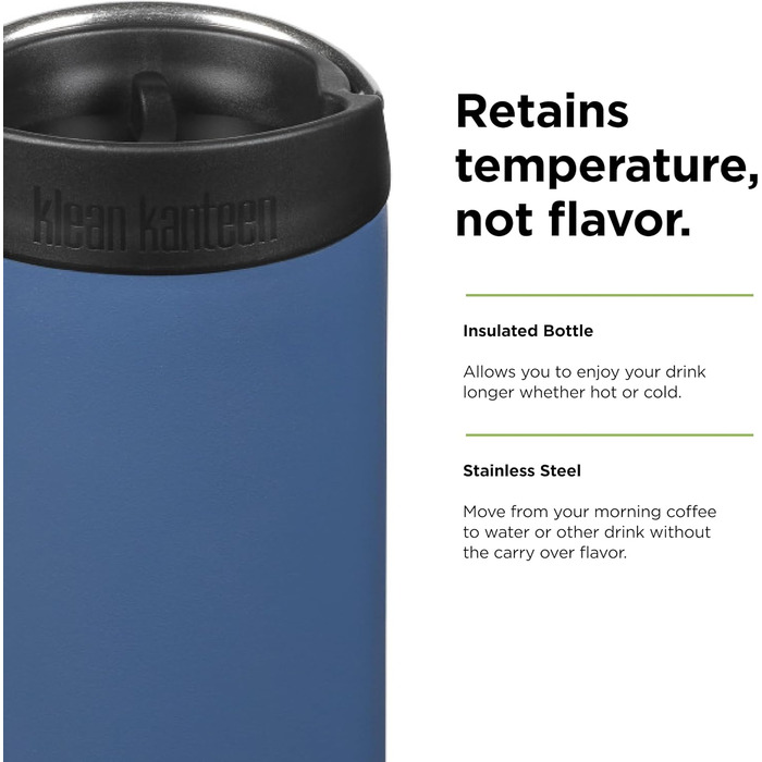 Термос-пляшка Klean Kanteen TKWide 473 мл, бірюзова, для напоїв, нержавіюча сталь