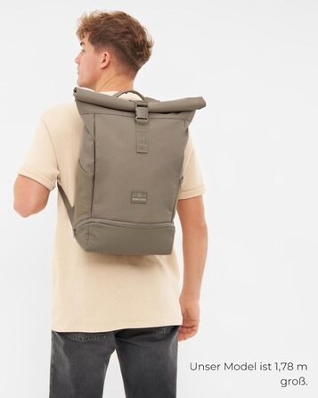 Рюкзак Johnny Urban Allen Medium ролтоп 15 л для жінок і чоловіків, з відділенням для ноутбука, водовідштовхувальний, для міста, університету, велосипеда, бізнесу, екологічний, сірий Desert Grey