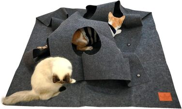 Інтерактивний килимок для котів 100x100 см, сірий – ігровий розвиваючий килим Katzenteppich для розваг і розвитку інтелекту домашніх котів