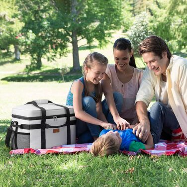Термосумка Lifewit 30 л, складана, для їжі та напоїв, ізотермічна, сіро-біла, для пікніка, роботи, кемпінгу, для чоловіків і жінок