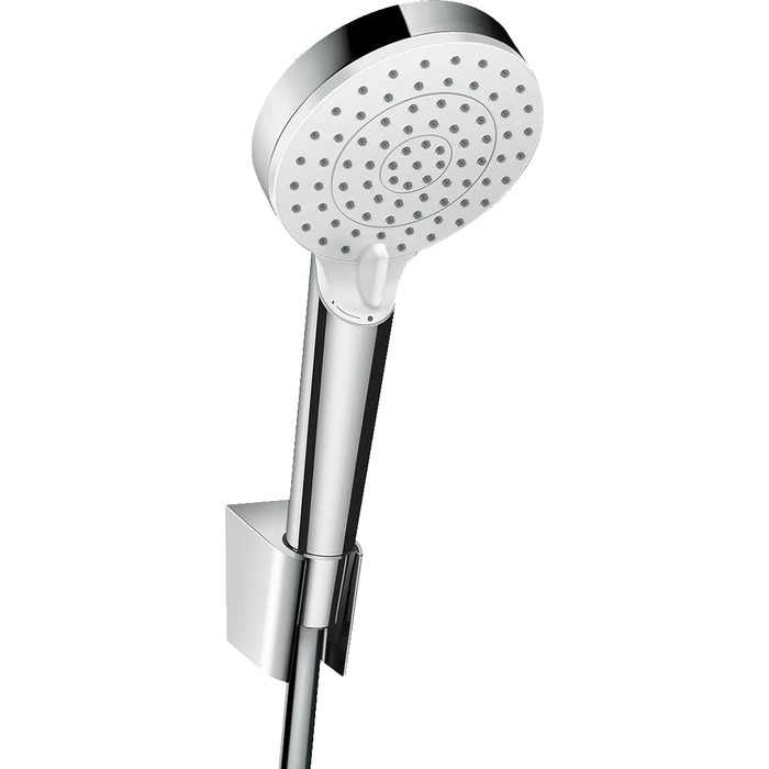 Набір Hansgrohe Crometta: тримач для душу з лійкою, шланг 1,6 м, 2 режими, водозбереження, білий/хром