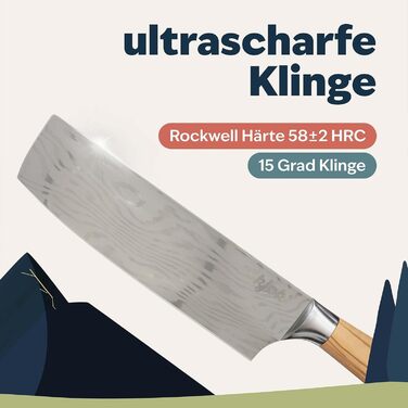 Ніж kjøk Premium Nakiri 17см Рукоятка з оливкового дерева 58 HRC