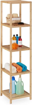 Бамбукова полиця Relaxdays для ванної та кухні, 5 ярусів, 162x38x39,5 см, підлогова, натуральний колір