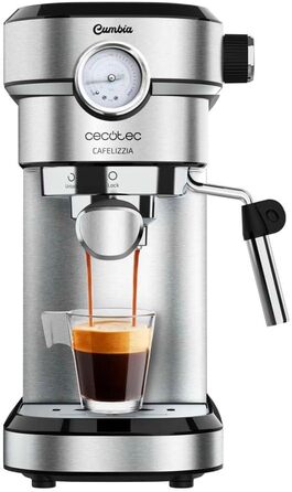 Еспресо-машина Cecotec Cafelizzia 790 Steel Pro, 1350Вт, 20 бар, термоблок, манометр, автоматичний режим, для еспресо та капучино, 1,2 л, нержавіюча сталь