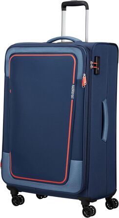 Валіза American Tourister Pulsonic Spinner L 81 см, розширювана, 113/122 л, синя (Combat Navy), для подорожей