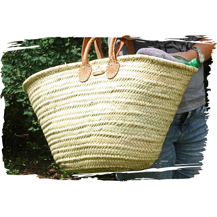 Великий плетений кошик Ibizakorb Felex для покупок і пляжу, натуральний, 55x15x32 см