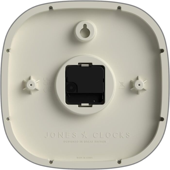 Квадратний ретро настінний годинник JONES CLOCKS Sprite з акрилу, м'ятний 25x25x5 см, сірий