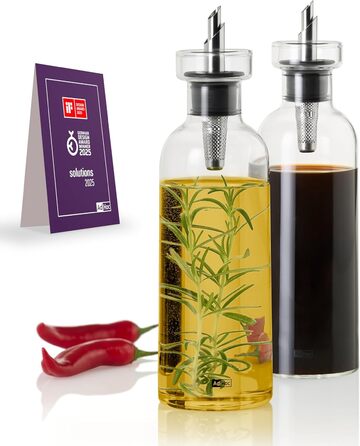 AdHoc BZ81 набір для олії або оцту AromaPour, скляний, елегантна пляшка для оливкової олії з носиком з нержавіючої сталі, герметична, 300 мл, підходить для гарбузової олії чи оцту