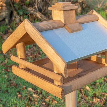 Годівниця для птахів VOSS.garden Grota з дерев'яною стійкою і металевим дахом, 134 см, стійка до погодних умов